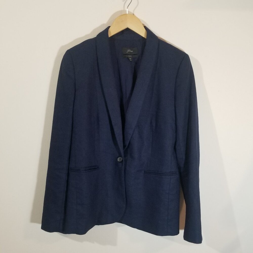 J. Crew Women's Parke Linen Blend Blazer - Navy Blue - 8T Tall